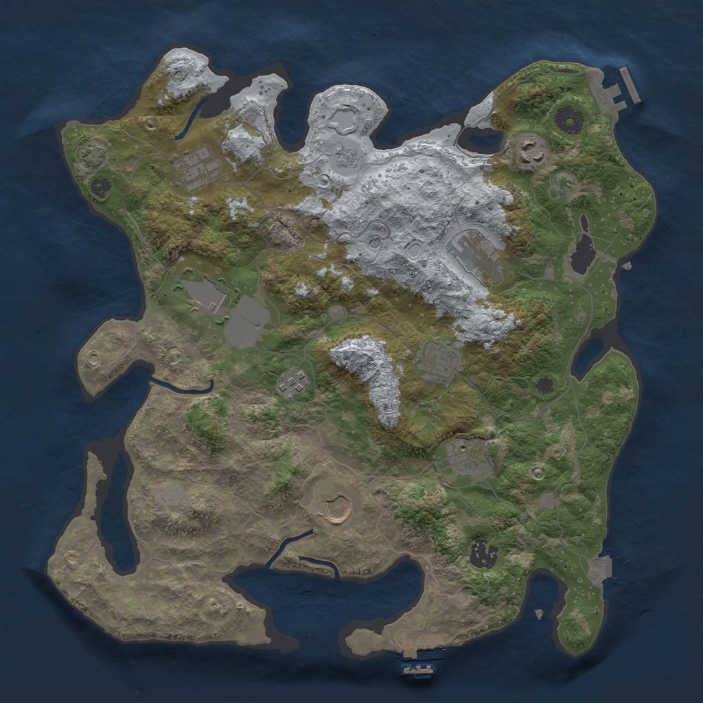 Rust Map: Procedural Map, Size: 3675, Seed: 226804410, 17 Monuments