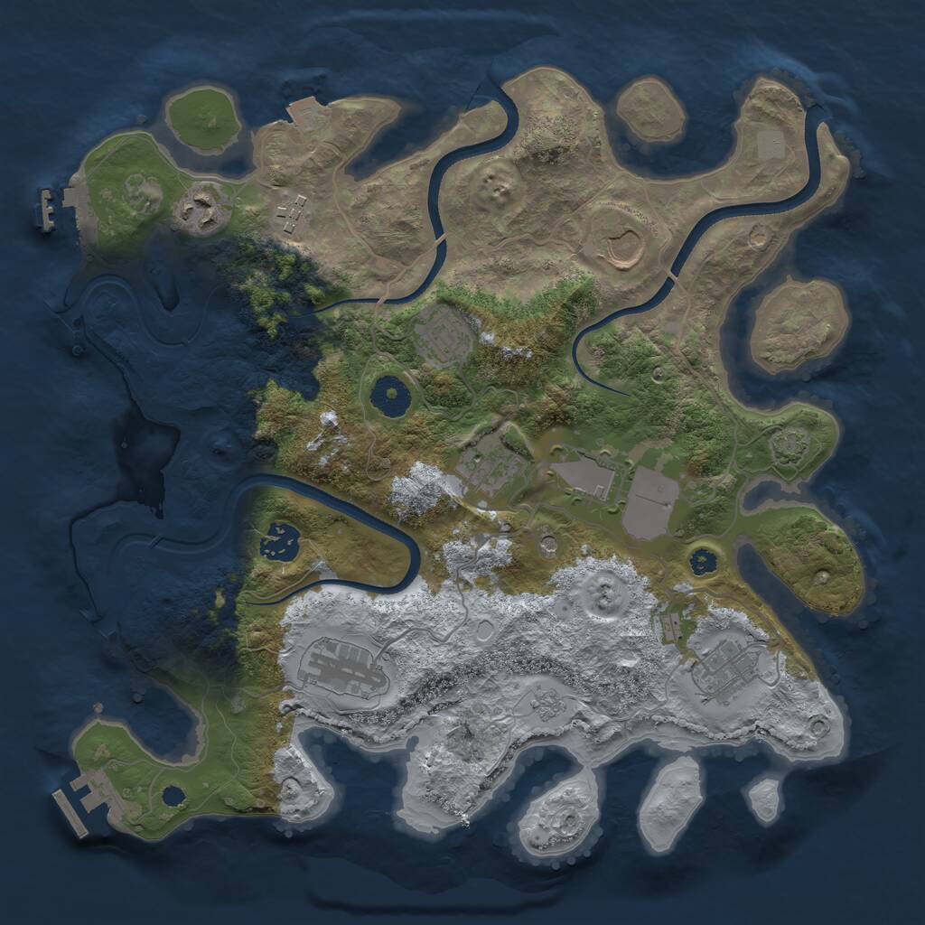 Rust Map: Procedural Map, Size: 3500, Seed: 621485900, 15 Monuments