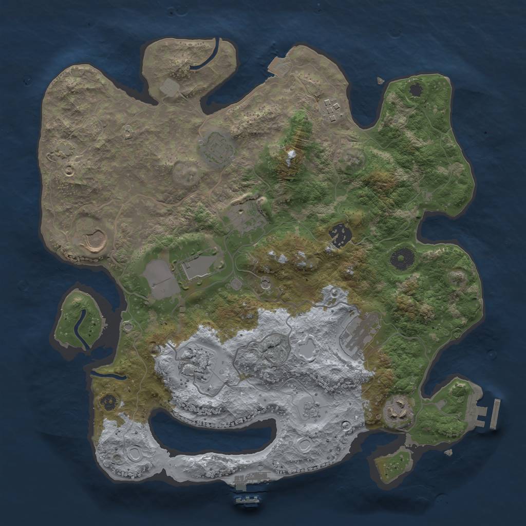 Rust Map: Procedural Map, Size: 3500, Seed: 973176918, 17 Monuments