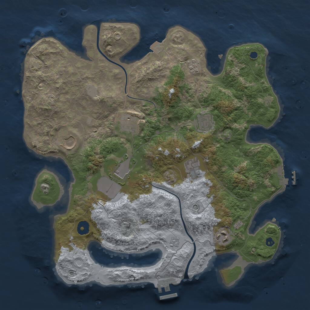 Rust Map: Procedural Map, Size: 3500, Seed: 973176918, 13 Monuments