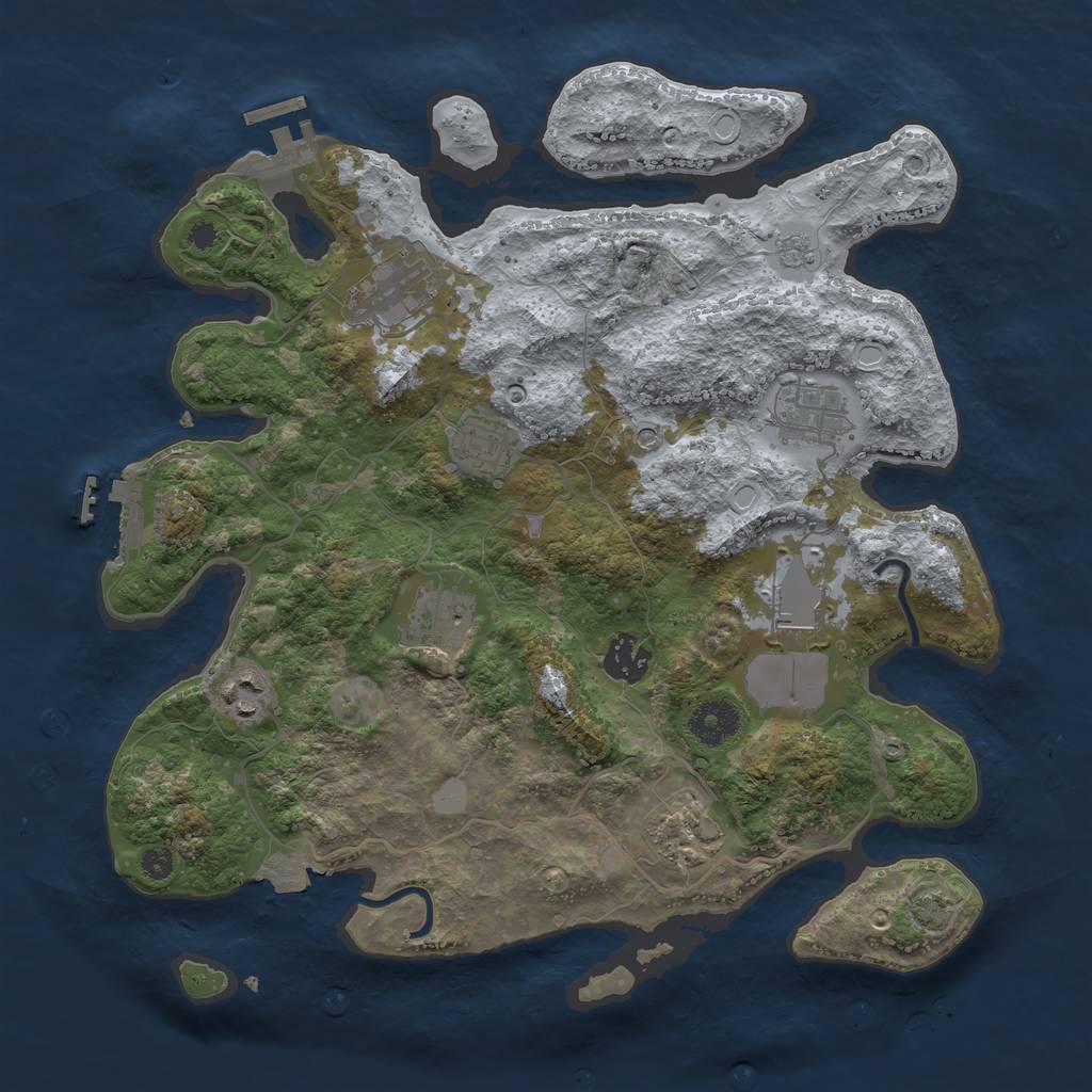 Rust Map: Procedural Map, Size: 3500, Seed: 69517462, 16 Monuments