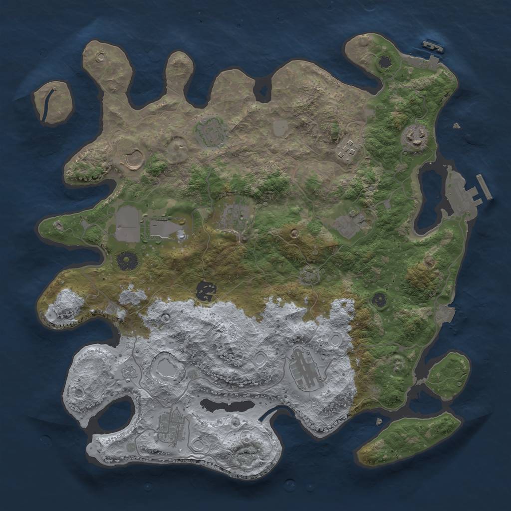 Rust Map: Procedural Map, Size: 3750, Seed: 93141287, 17 Monuments