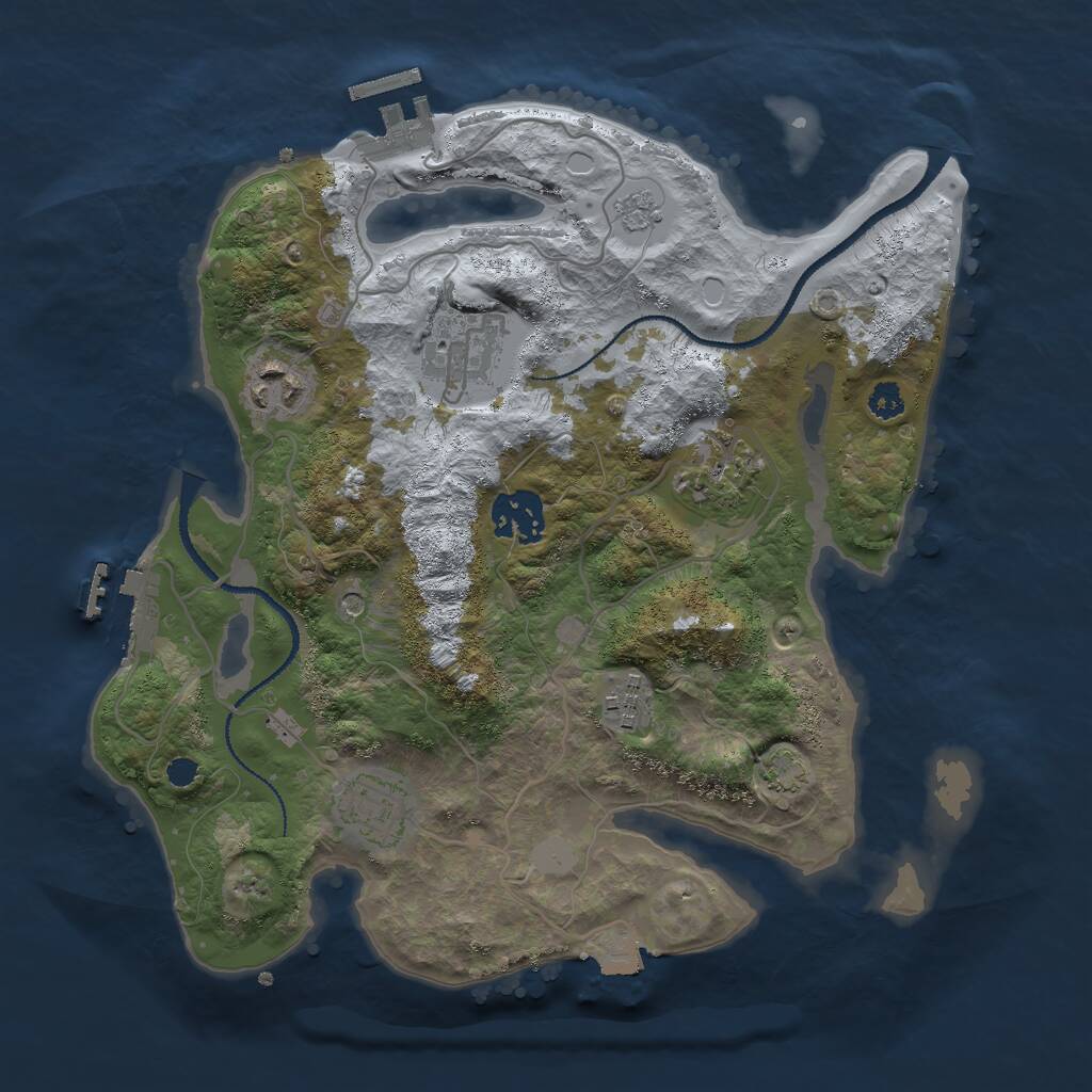 Rust Map: Procedural Map, Size: 3000, Seed: 881838291, 12 Monuments