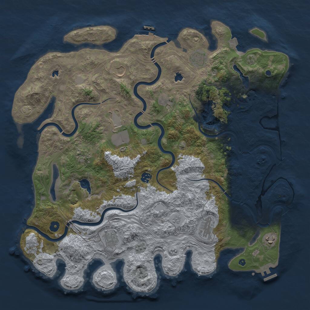 Rust Map: Procedural Map, Size: 4500, Seed: 1115482, 16 Monuments