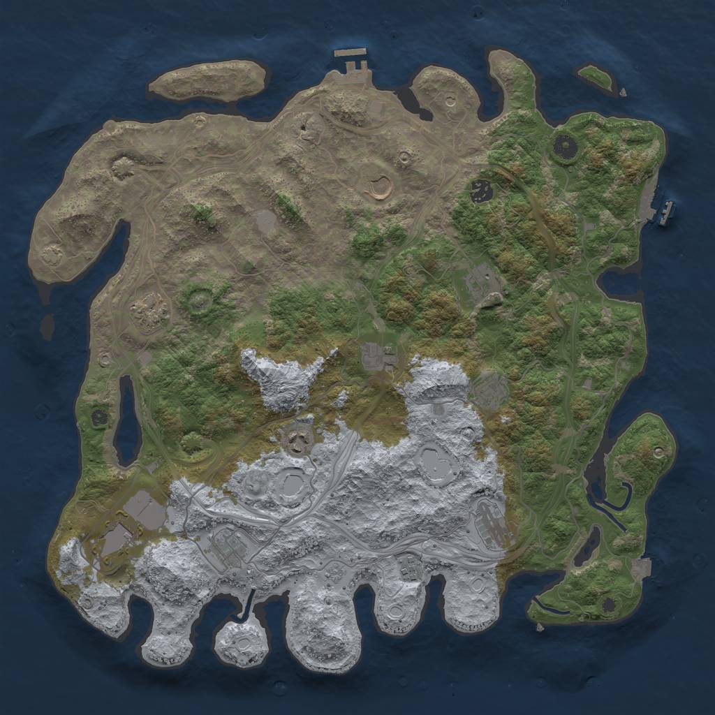 Rust Map: Procedural Map, Size: 4500, Seed: 1115482, 19 Monuments