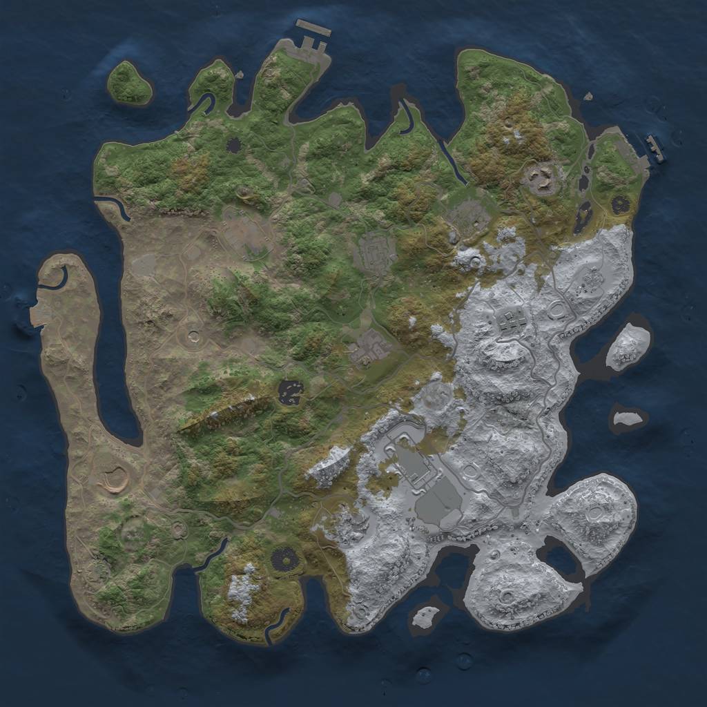 Rust Map: Procedural Map, Size: 4000, Seed: 91274, 18 Monuments