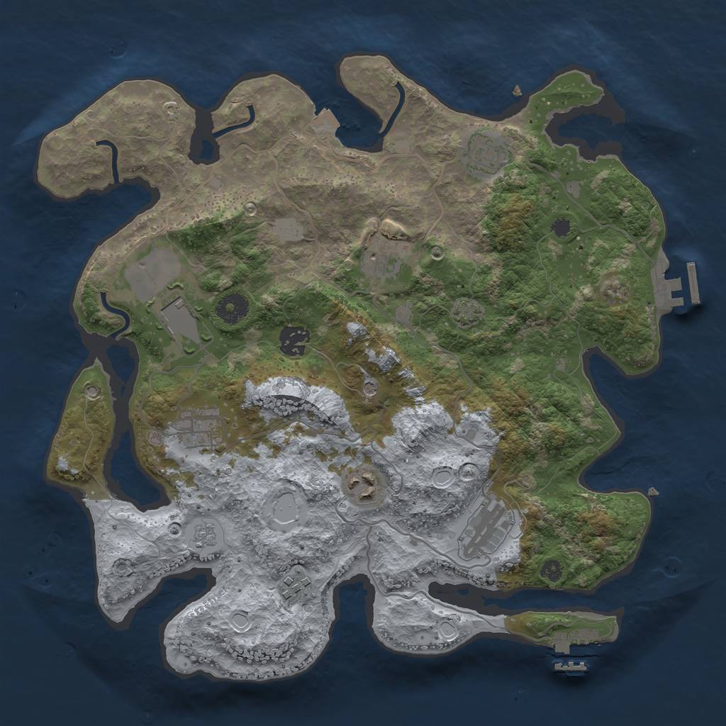 Rust Map: Procedural Map, Size: 3500, Seed: 729417610, 16 Monuments