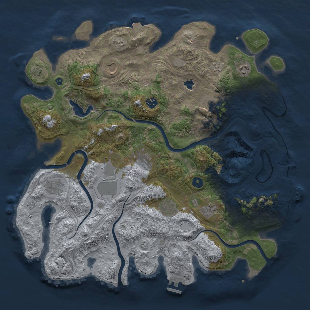 Rust Map: Procedural Map, Size: 4250, Seed: 1138890809, 16 Monuments