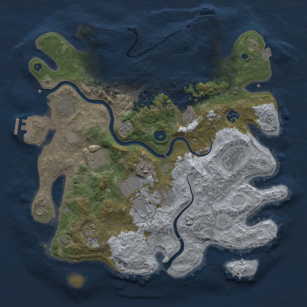 Rust Map: Procedural Map, Size: 3850, Seed: 4072024, 16 Monuments