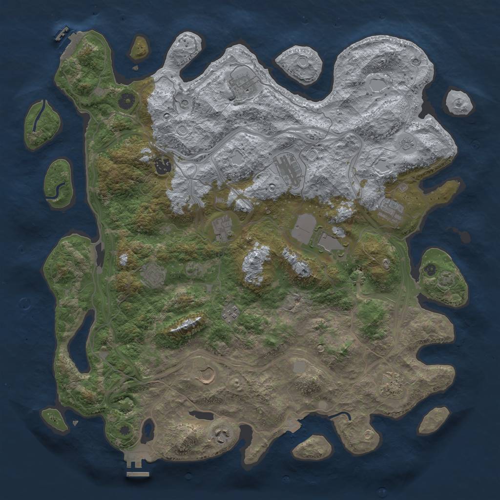 Rust Map: Procedural Map, Size: 4500, Seed: 1870360422, 19 Monuments