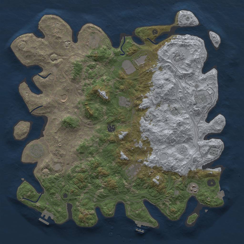 Rust Map: Procedural Map, Size: 4500, Seed: 1033111229, 19 Monuments