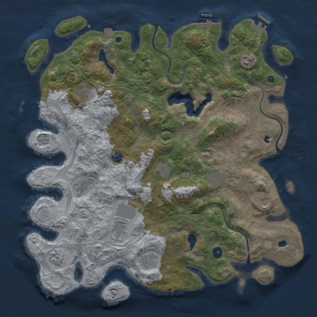 Rust Map: Procedural Map, Size: 4500, Seed: 1324090820, 17 Monuments