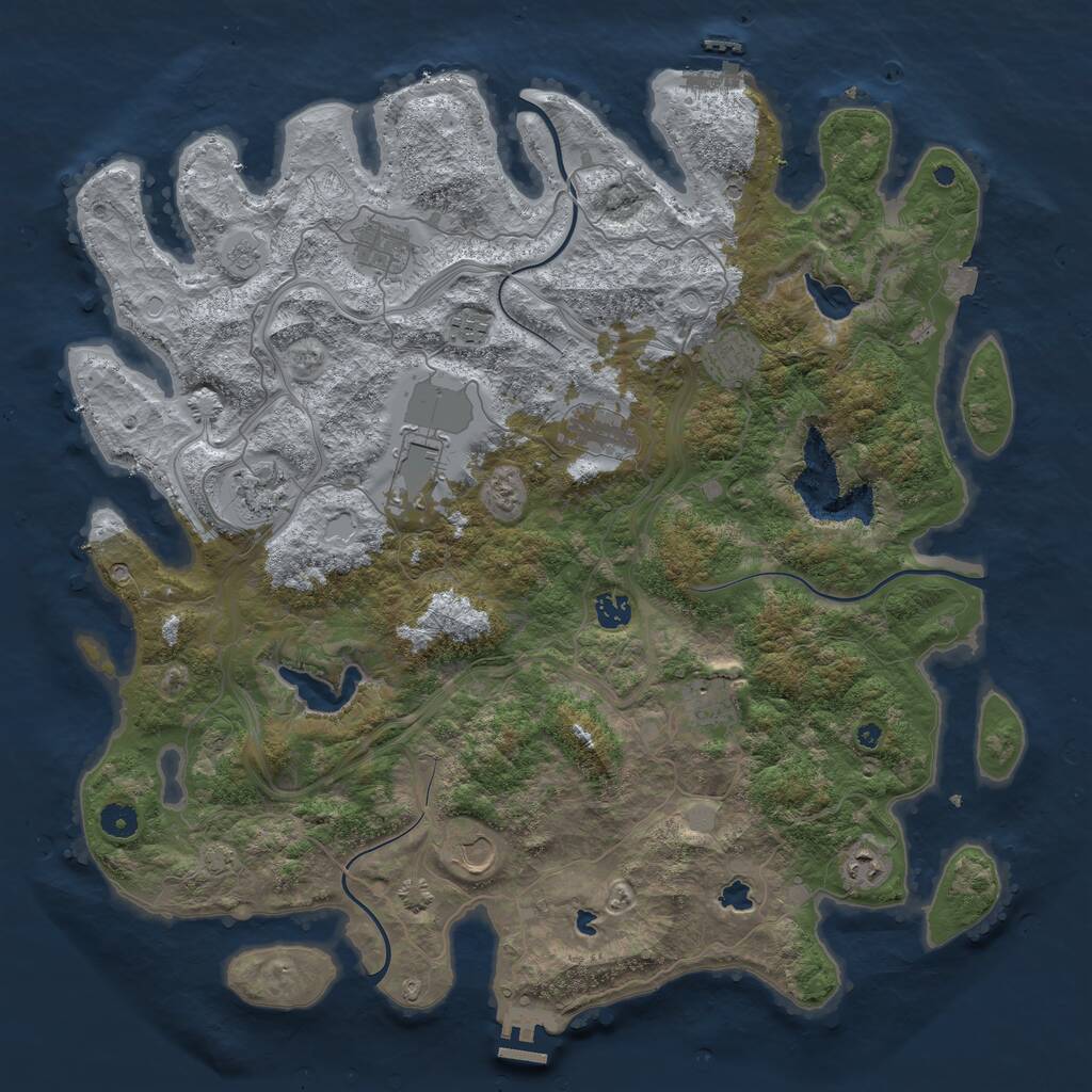 Rust Map: Procedural Map, Size: 4500, Seed: 544846004, 16 Monuments