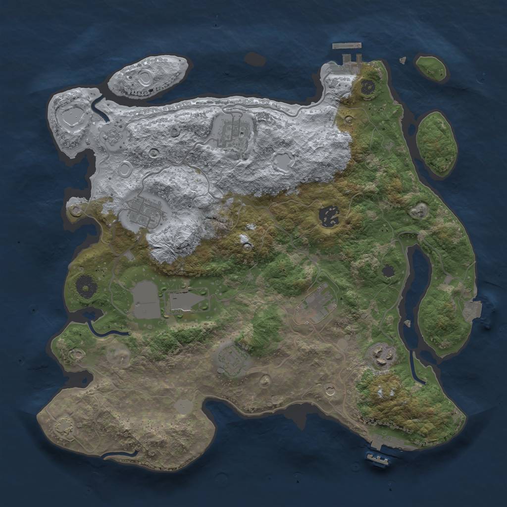 Rust Map: Procedural Map, Size: 3500, Seed: 48168691, 15 Monuments