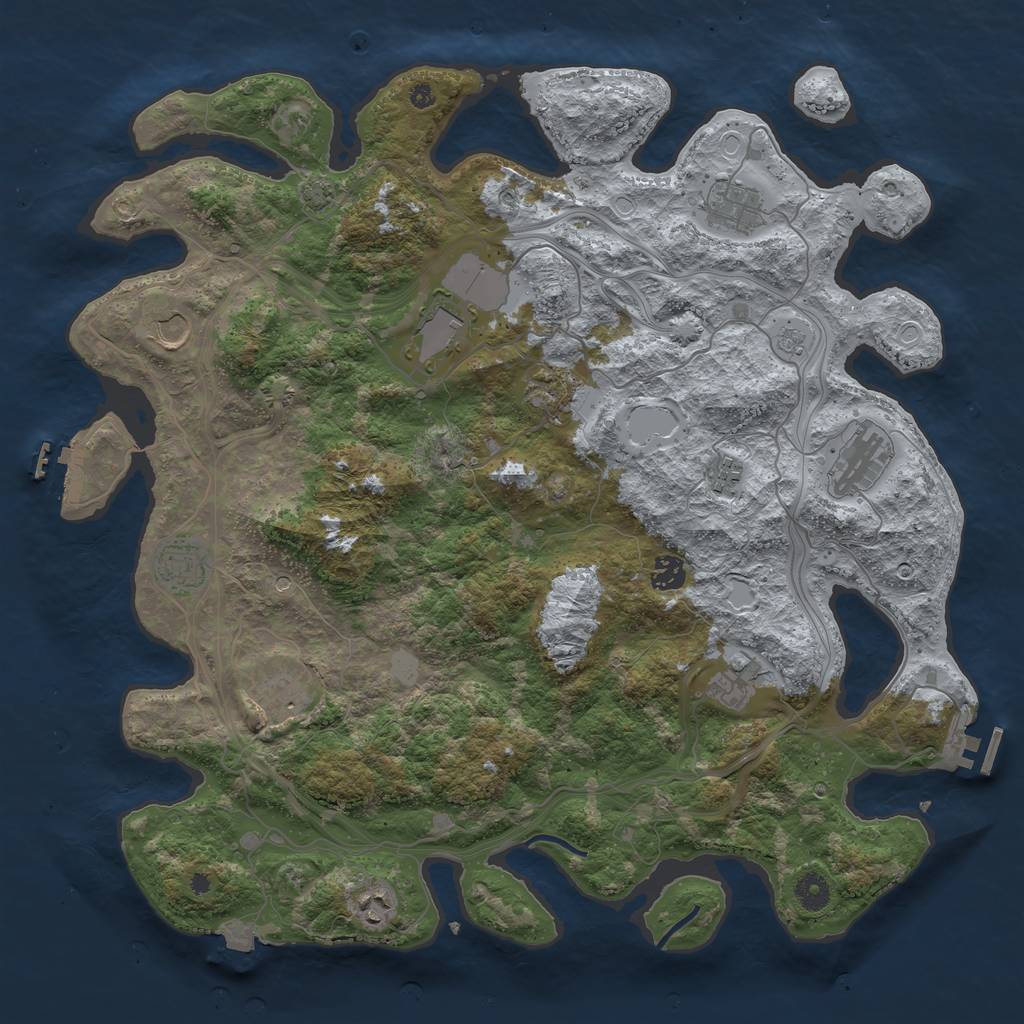 Rust Map: Procedural Map, Size: 4250, Seed: 1222663854, 19 Monuments