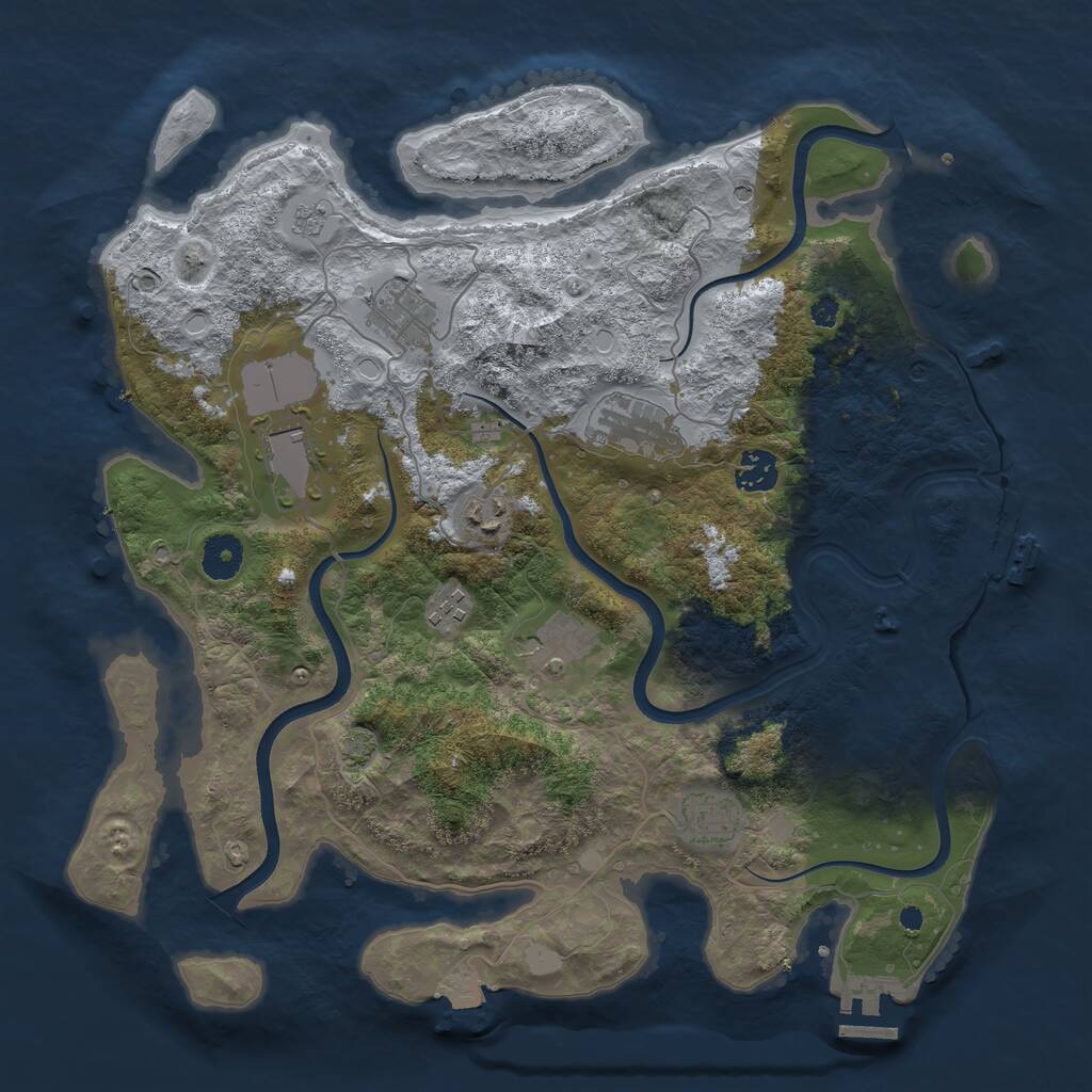 Rust Map: Procedural Map, Size: 3750, Seed: 943094523, 14 Monuments