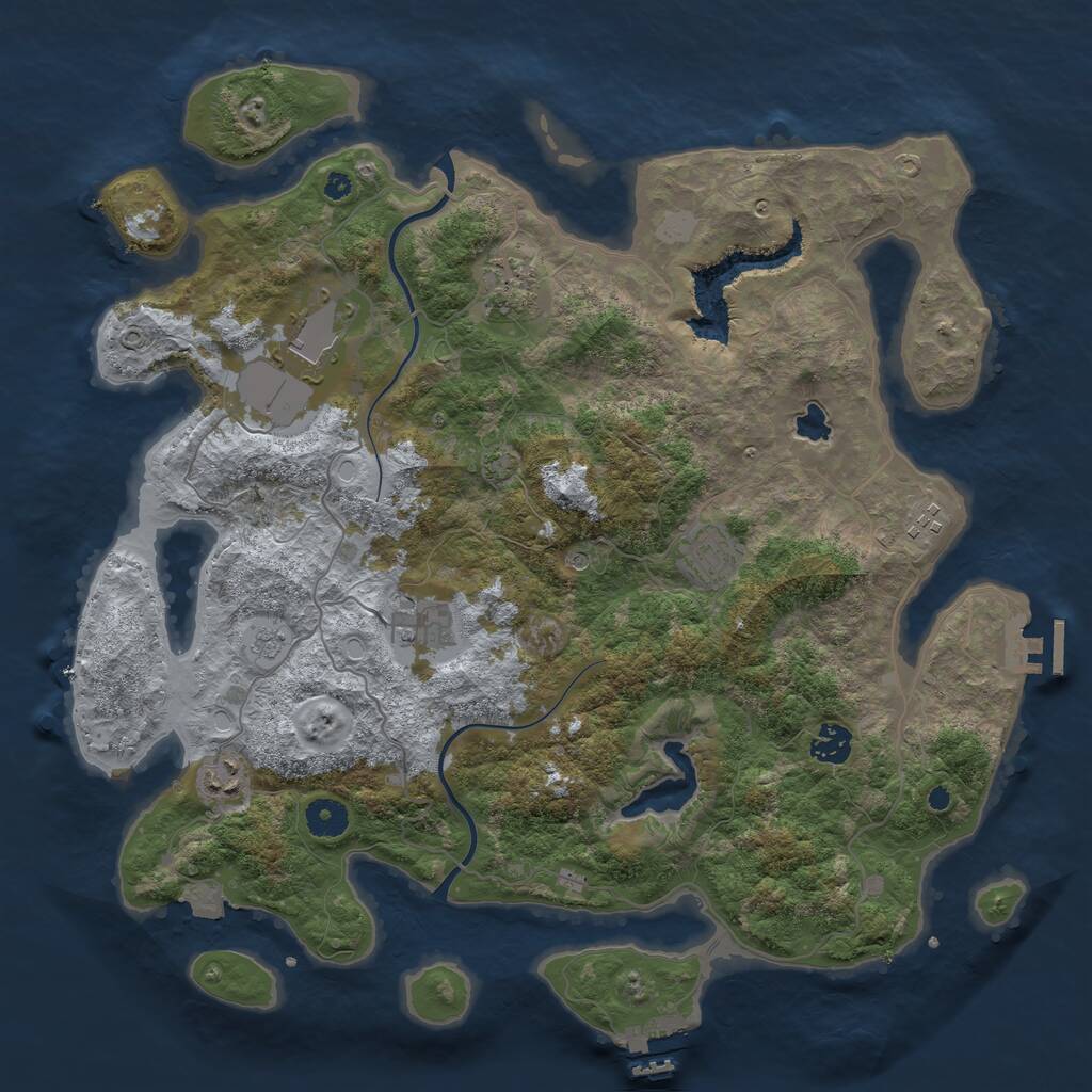 Rust Map: Procedural Map, Size: 4000, Seed: 50145030, 13 Monuments