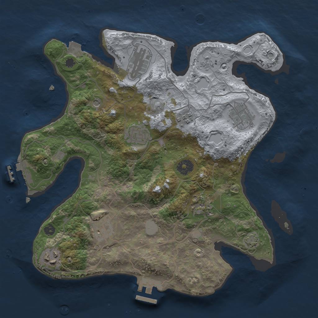 Rust Map: Procedural Map, Size: 3000, Seed: 1020628434, 15 Monuments