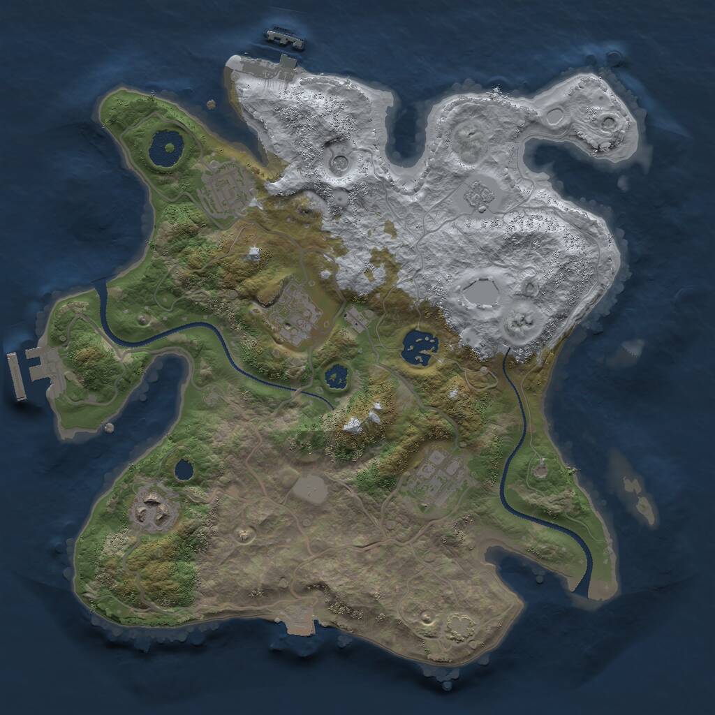 Rust Map: Procedural Map, Size: 3000, Seed: 1020628434, 11 Monuments