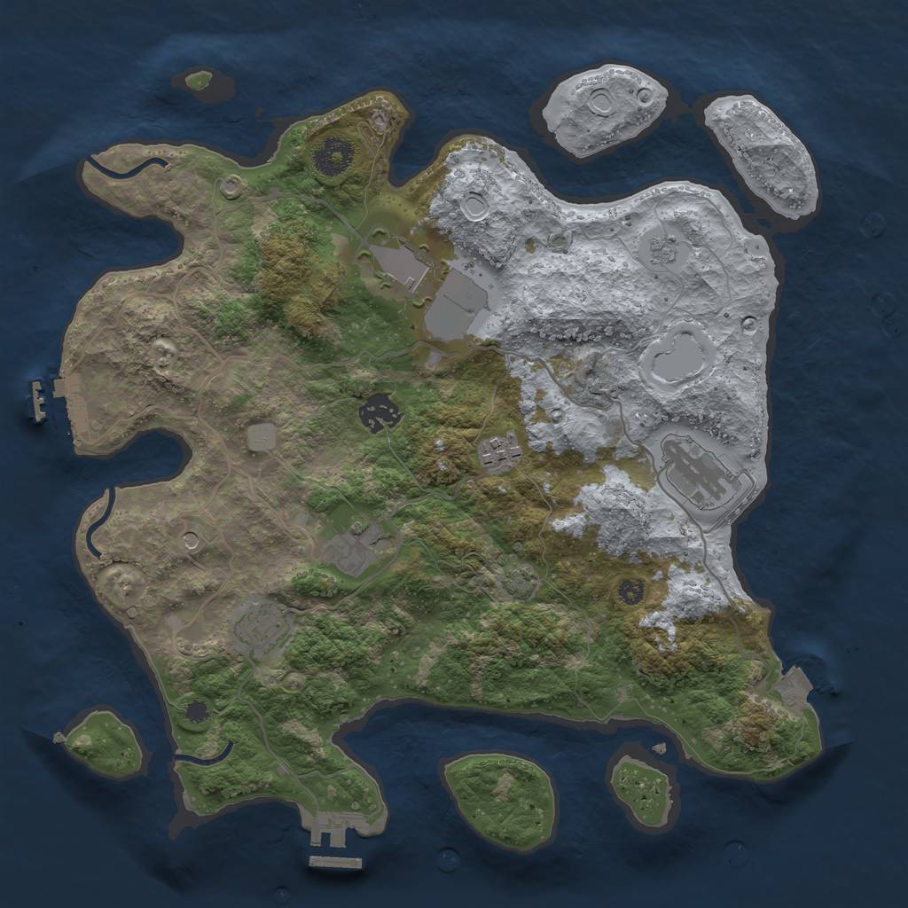 Rust Map: Procedural Map, Size: 3500, Seed: 49133809, 14 Monuments