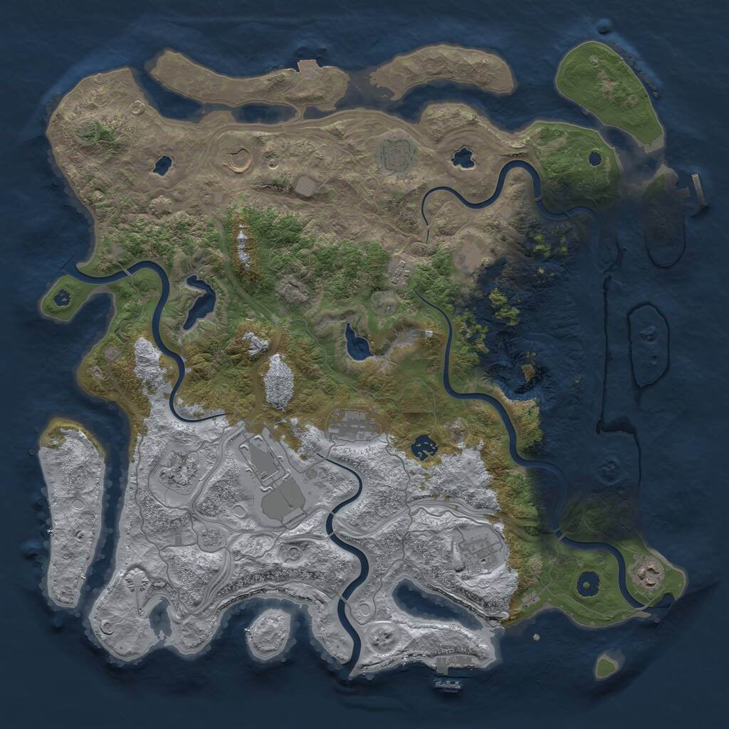 Rust Map: Procedural Map, Size: 4500, Seed: 453977151, 16 Monuments