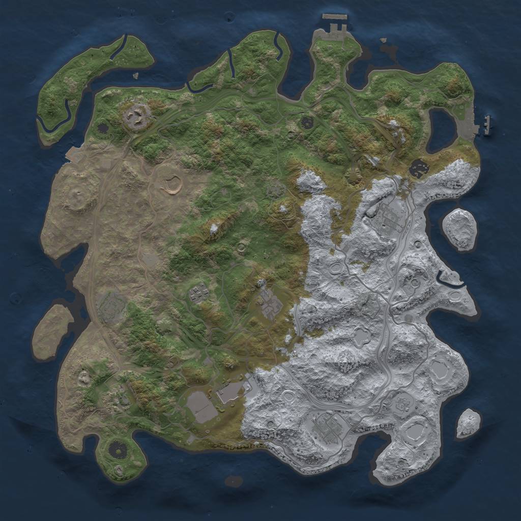Rust Map: Procedural Map, Size: 4250, Seed: 594214972, 18 Monuments