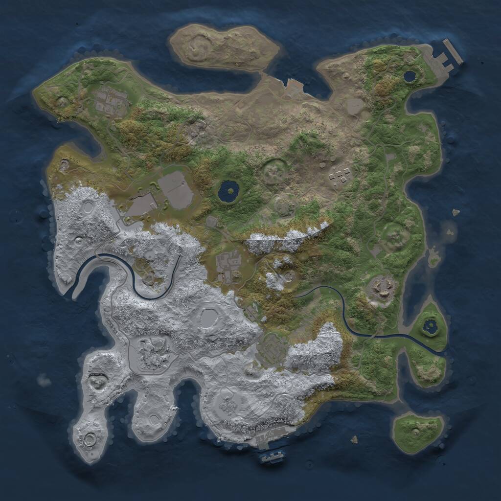 Rust Map: Procedural Map, Size: 3500, Seed: 1442914612, 13 Monuments