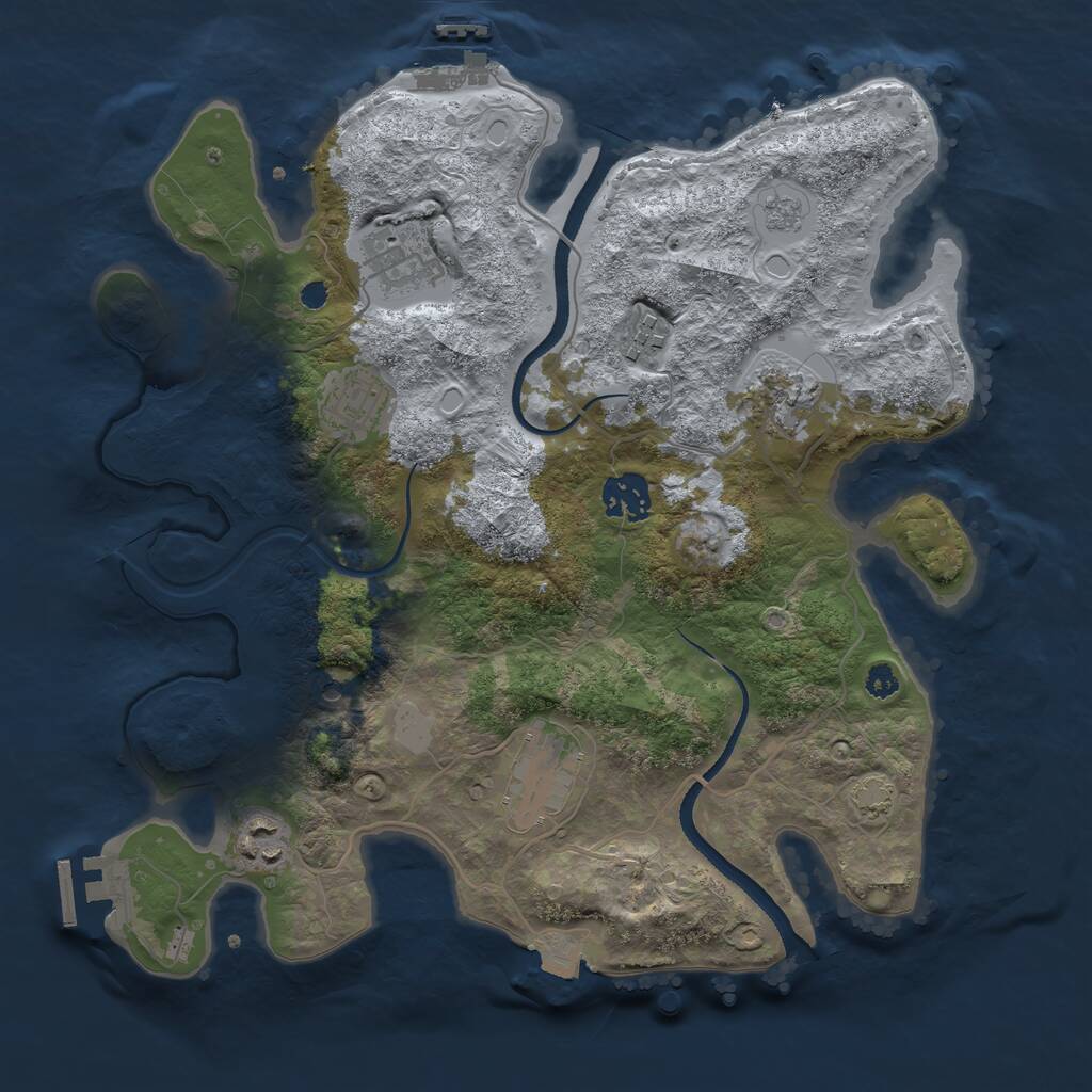 Rust Map: Procedural Map, Size: 3300, Seed: 1671659345, 13 Monuments