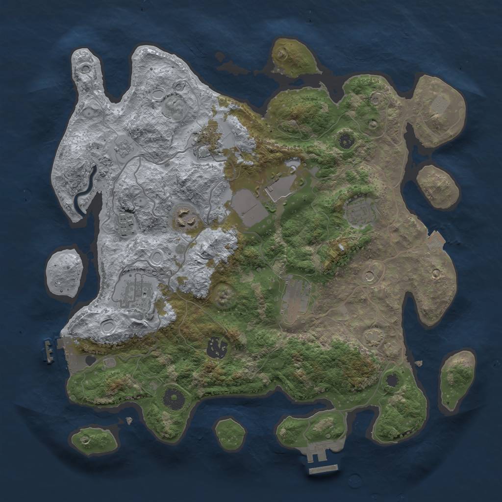 Rust Map: Procedural Map, Size: 3500, Seed: 85514406, 16 Monuments