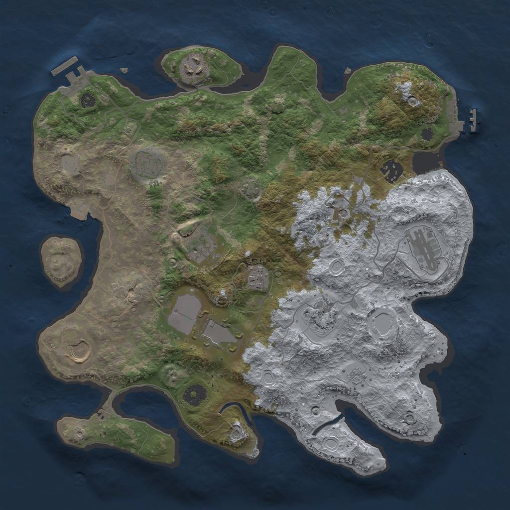 Rust Map: Procedural Map, Size: 3500, Seed: 774787853, 17 Monuments