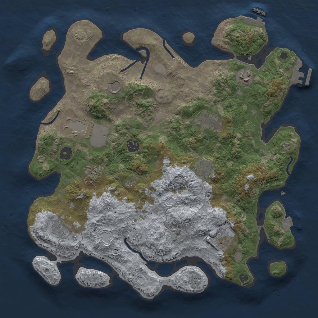 Rust Map: Procedural Map, Size: 3750, Seed: 1497374550, 18 Monuments