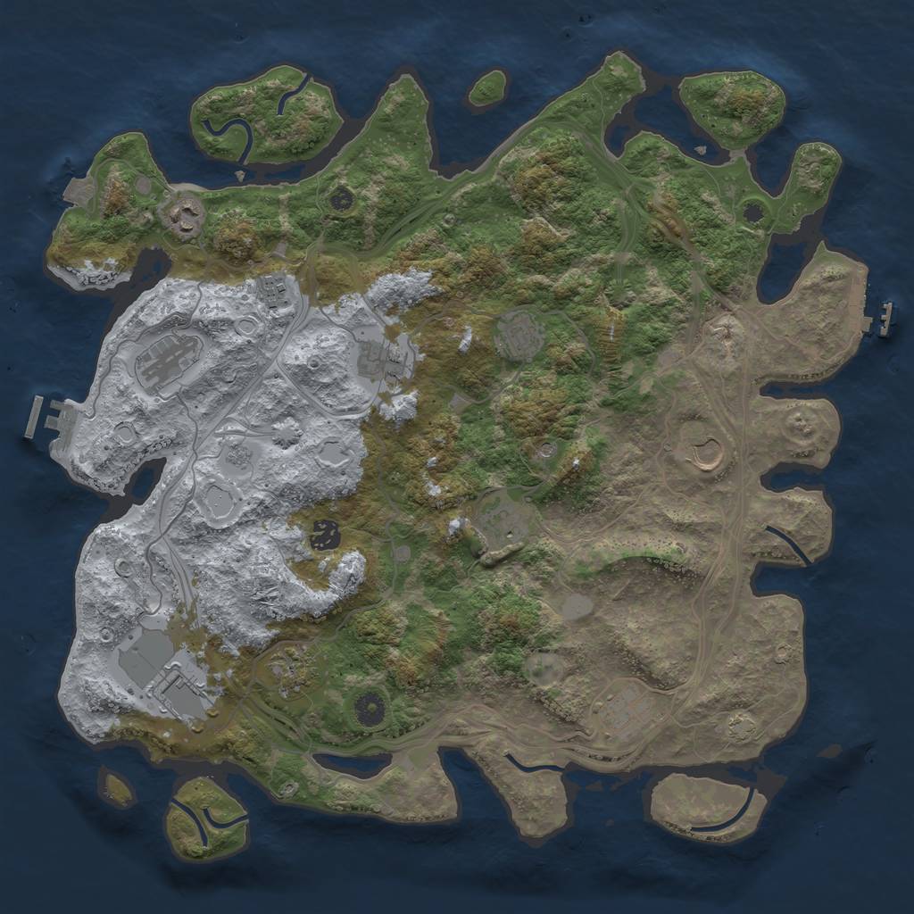 Rust Map: Procedural Map, Size: 4250, Seed: 1238296344, 19 Monuments