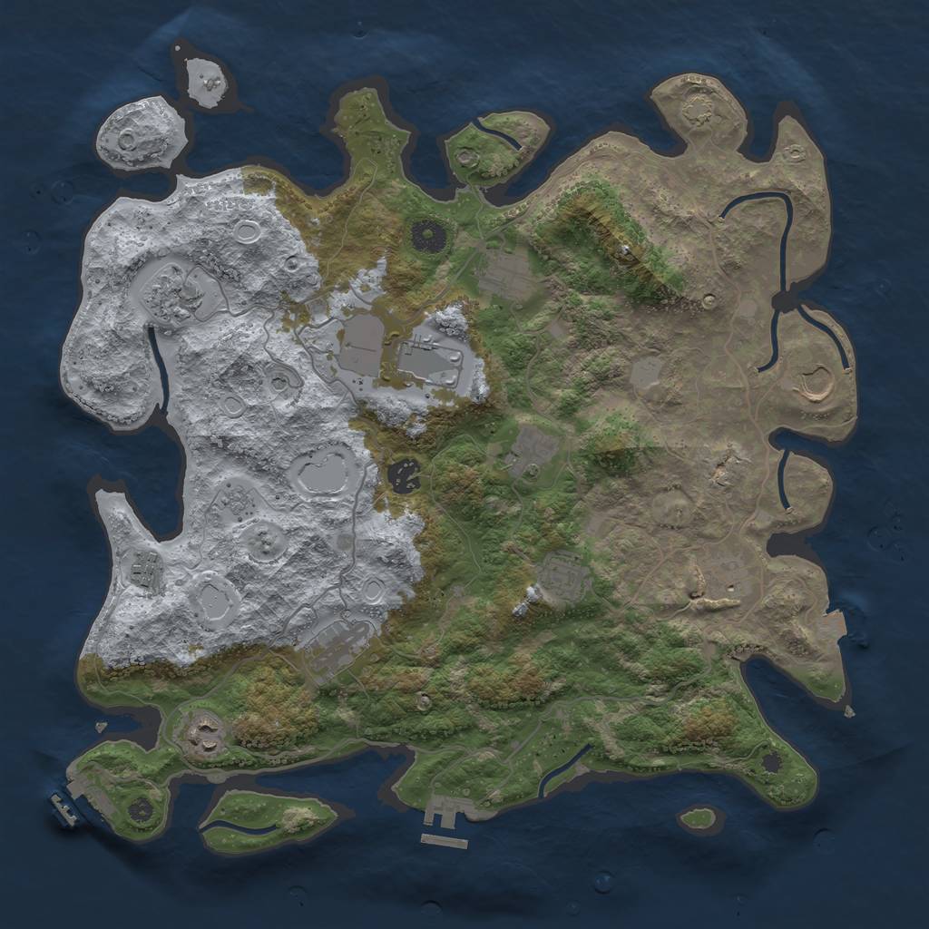 Rust Map: Procedural Map, Size: 4000, Seed: 1144797928, 19 Monuments