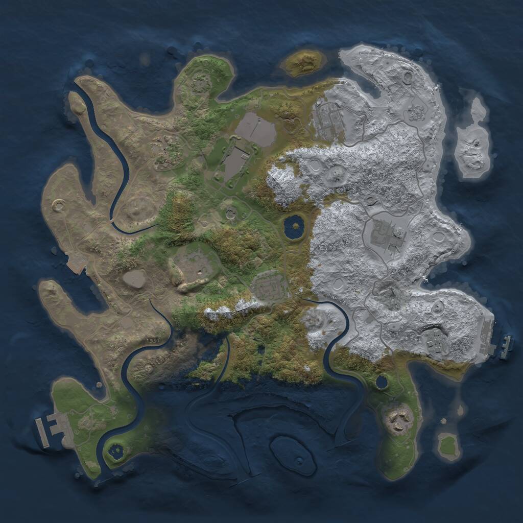 Rust Map: Procedural Map, Size: 3500, Seed: 1003362514, 14 Monuments