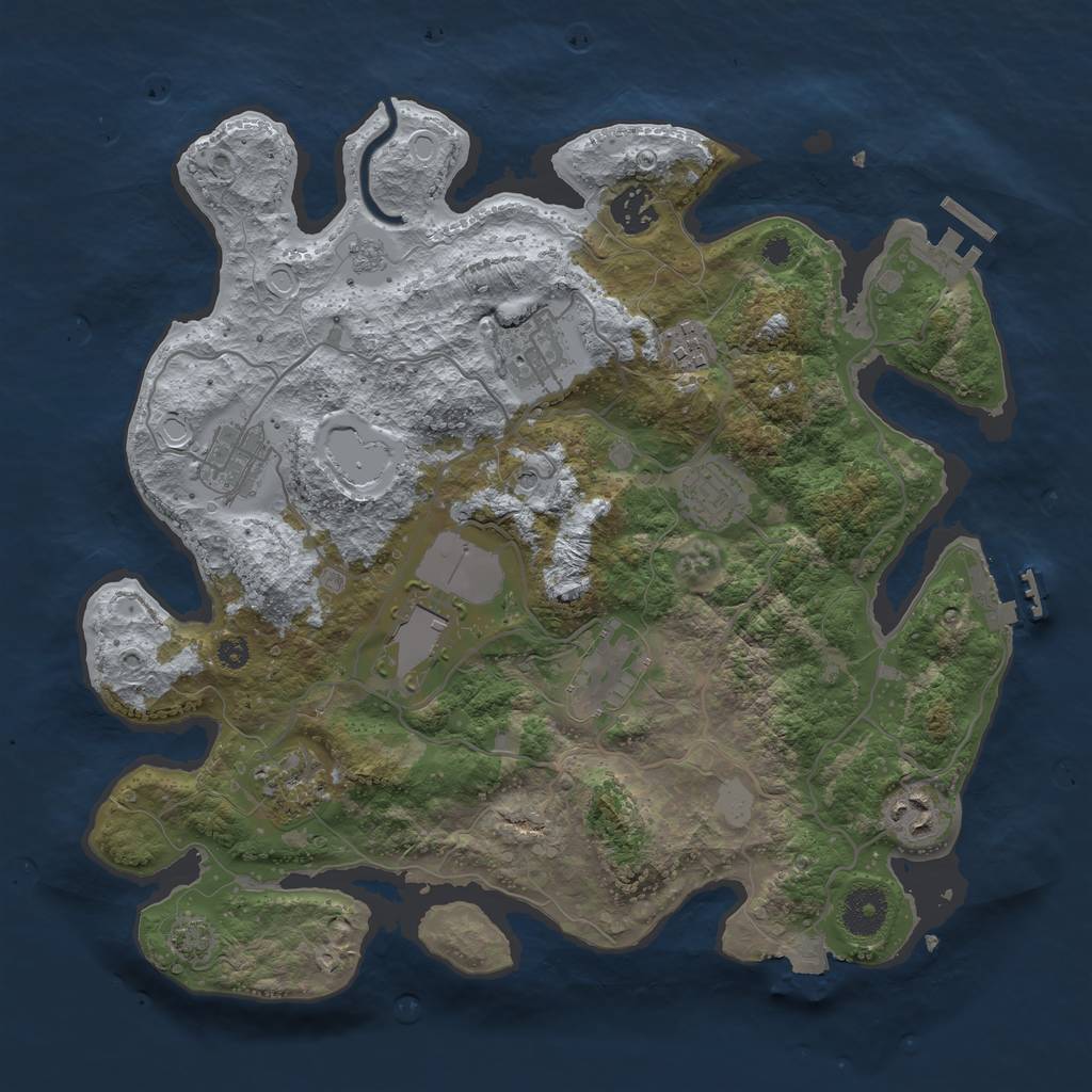 Rust Map: Procedural Map, Size: 3500, Seed: 1234575722, 17 Monuments