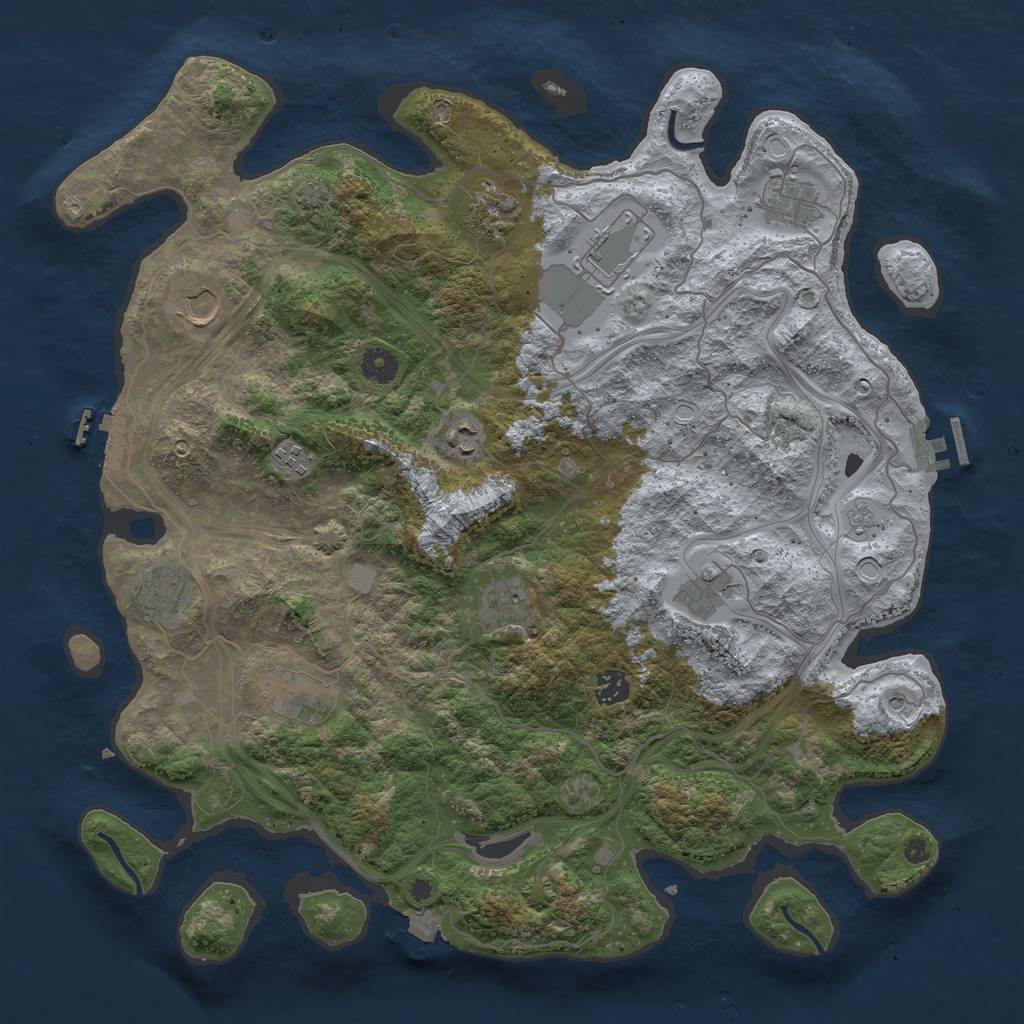 Rust Map: Procedural Map, Size: 4250, Seed: 651489358, 19 Monuments