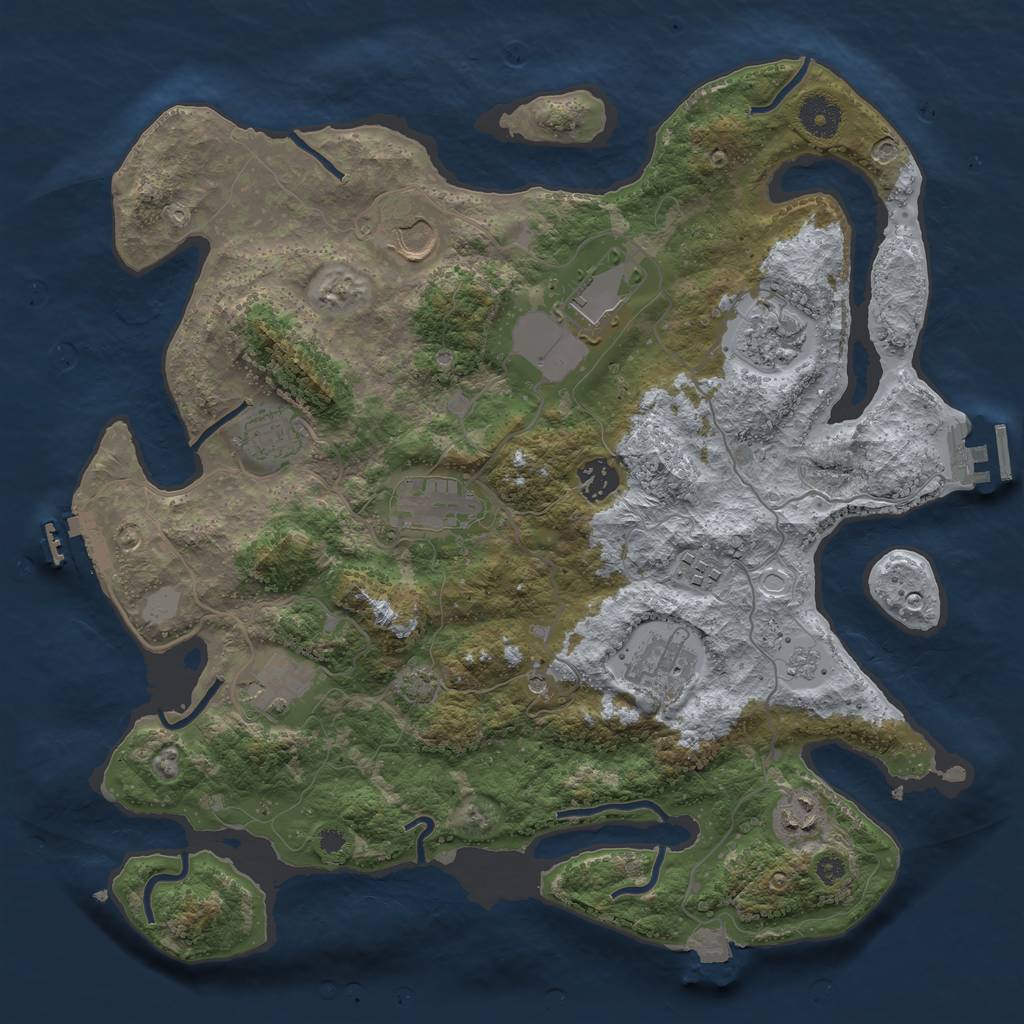 Rust Map: Procedural Map, Size: 3700, Seed: 102020, 18 Monuments