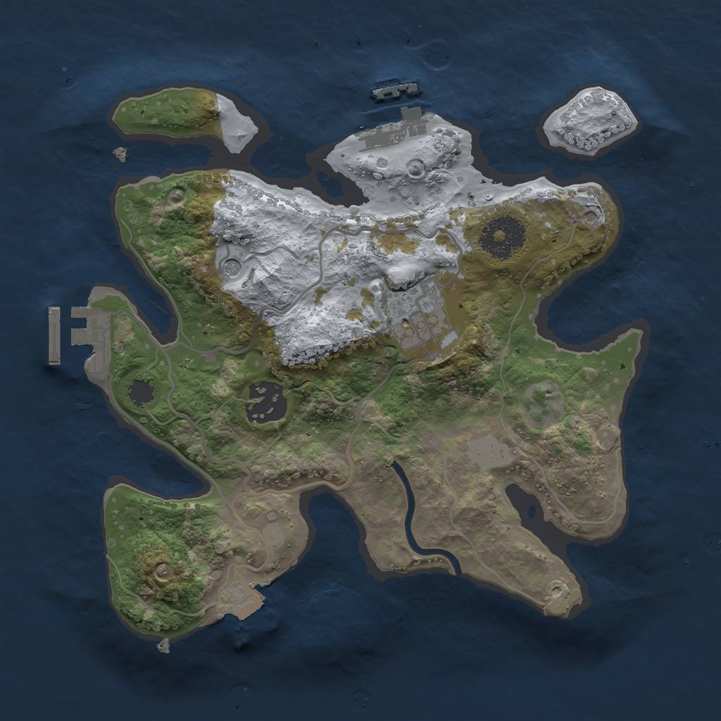 Rust Map: Procedural Map, Size: 2500, Seed: 687260652, 8 Monuments
