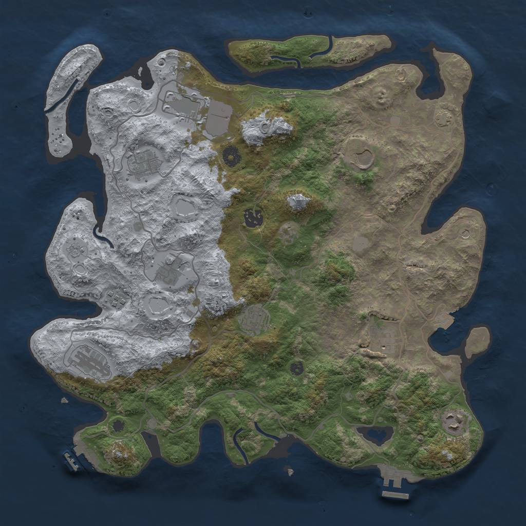 Rust Map: Procedural Map, Size: 4000, Seed: 207965309, 18 Monuments