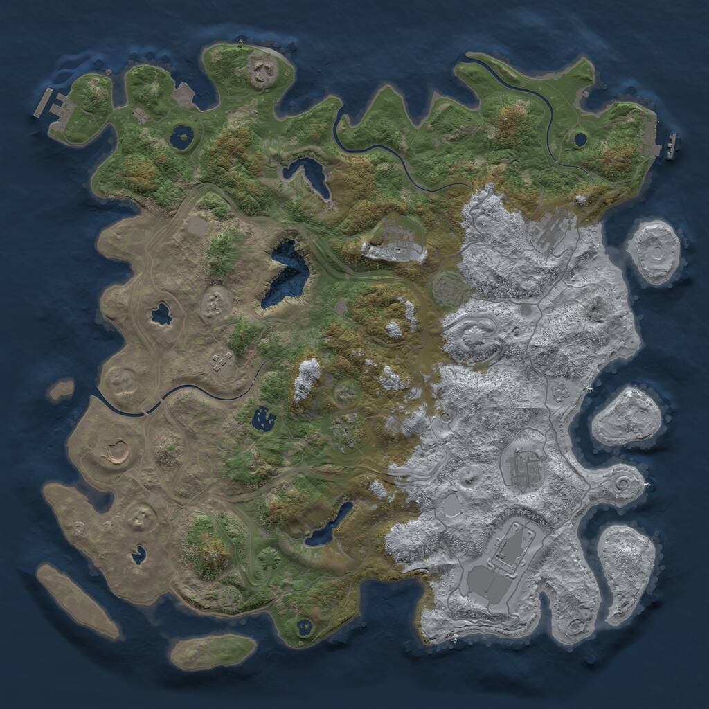 Rust Map: Procedural Map, Size: 4500, Seed: 50724, 16 Monuments