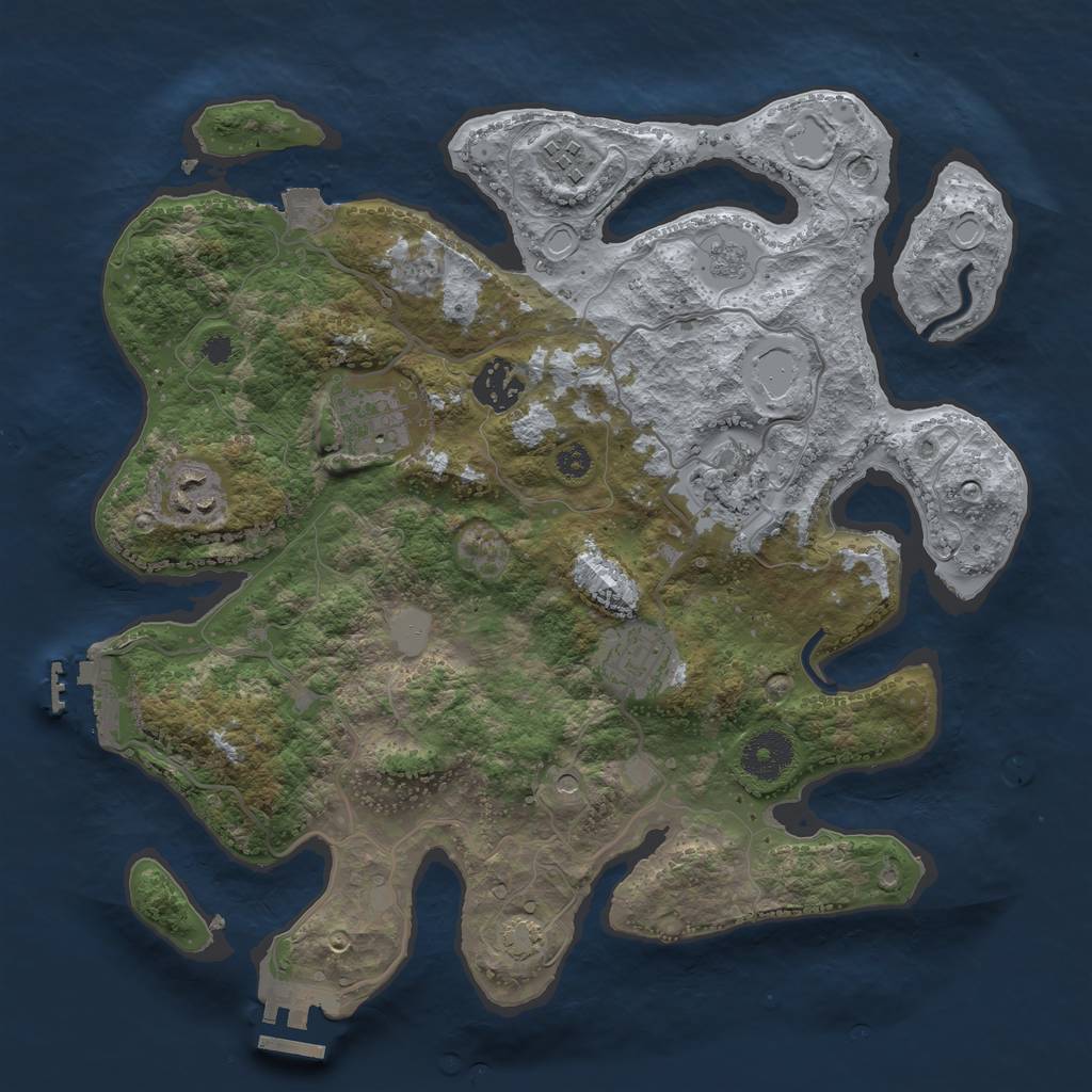 Rust Map: Procedural Map, Size: 3300, Seed: 1797698301, 14 Monuments