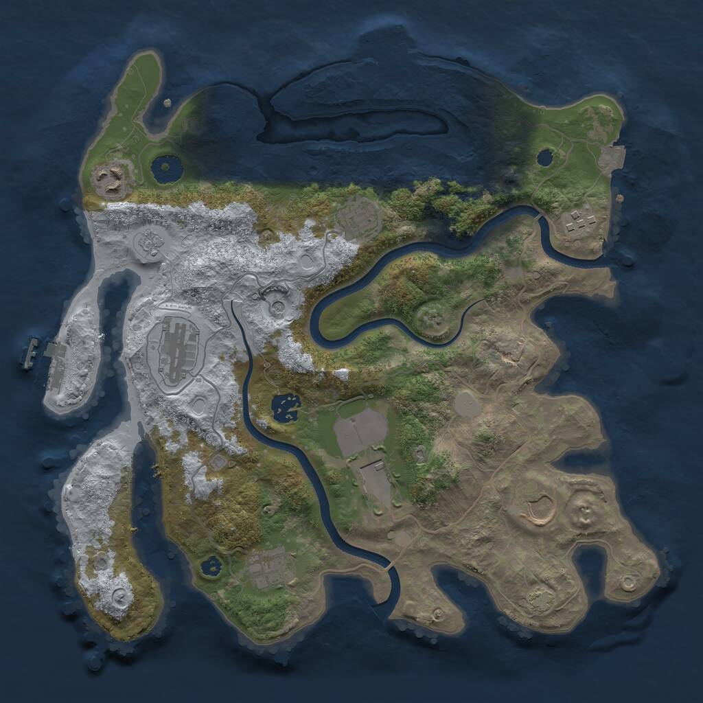 Rust Map: Procedural Map, Size: 3500, Seed: 841105178, 14 Monuments