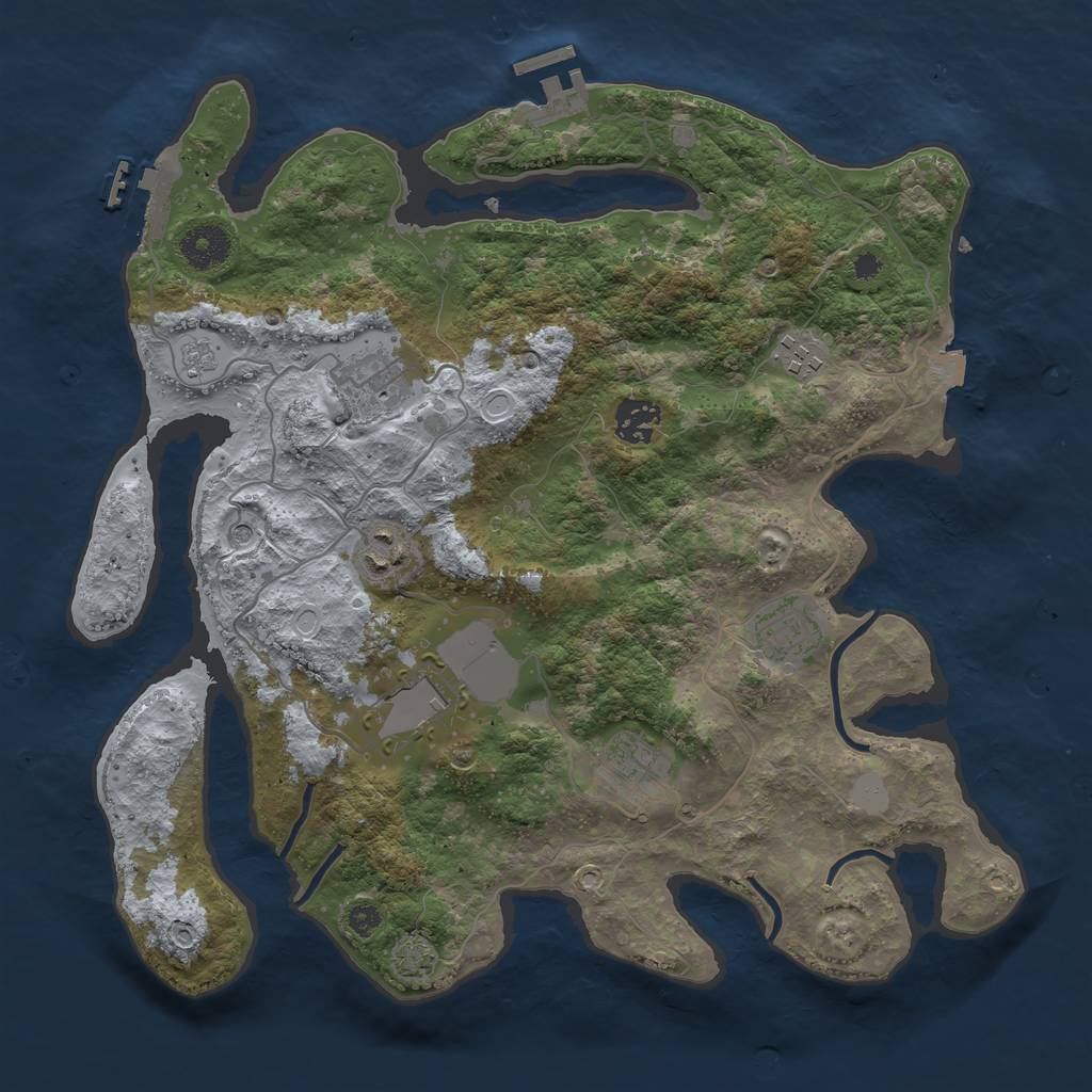 Rust Map: Procedural Map, Size: 3500, Seed: 841105178, 15 Monuments