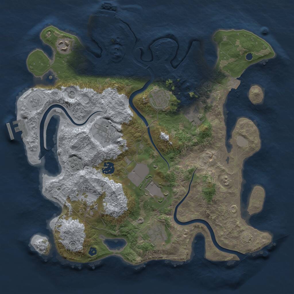 Rust Map: Procedural Map, Size: 3500, Seed: 707281137, 15 Monuments