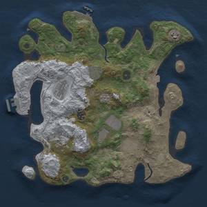 Thumbnail Rust Map: Procedural Map, Size: 3500, Seed: 707281137, 15 Monuments