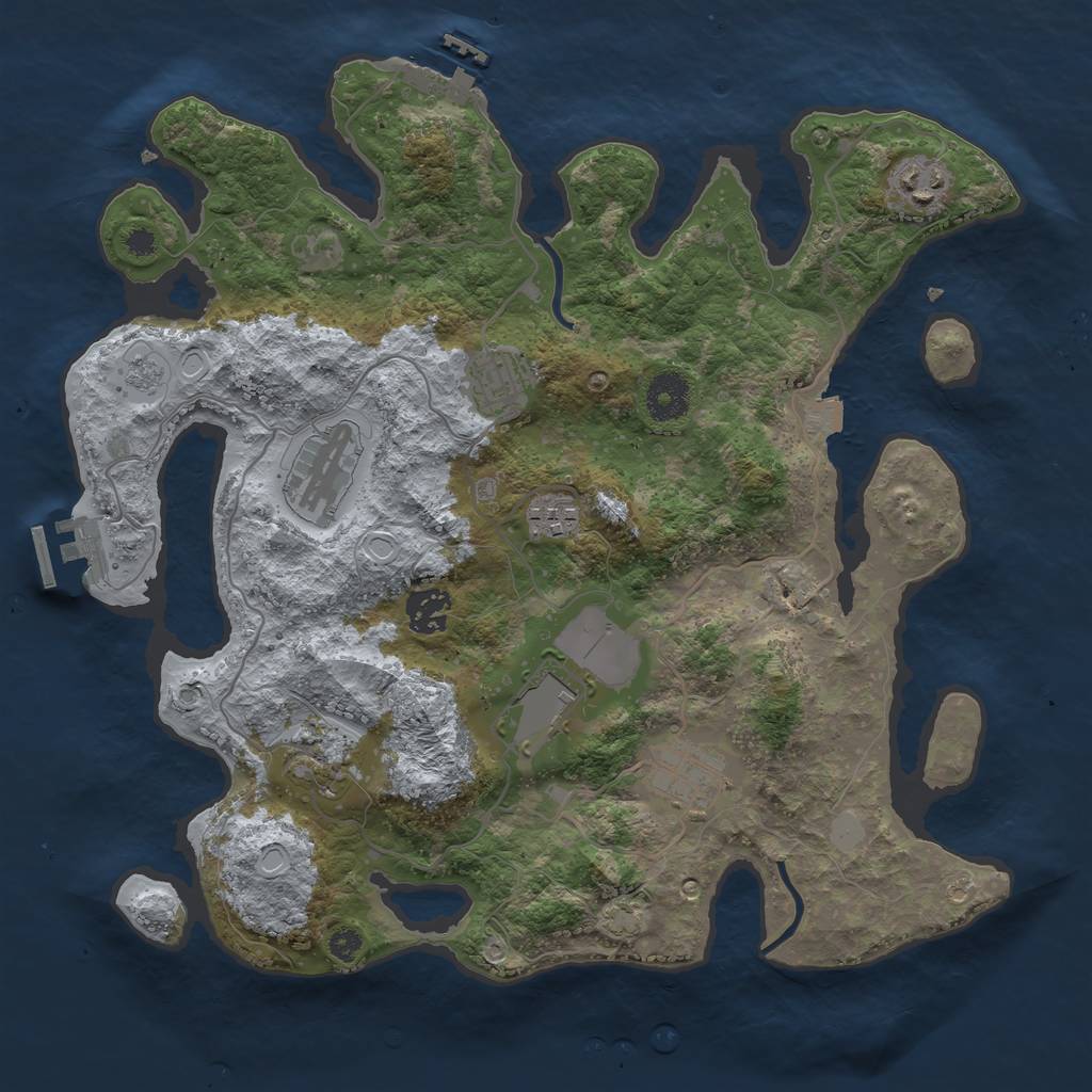 Rust Map: Procedural Map, Size: 3500, Seed: 707281137, 15 Monuments