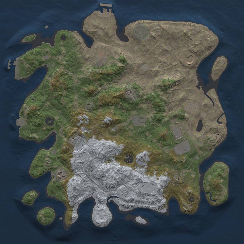 Rust Map: Procedural Map, Size: 4000, Seed: 1033824296, 19 Monuments