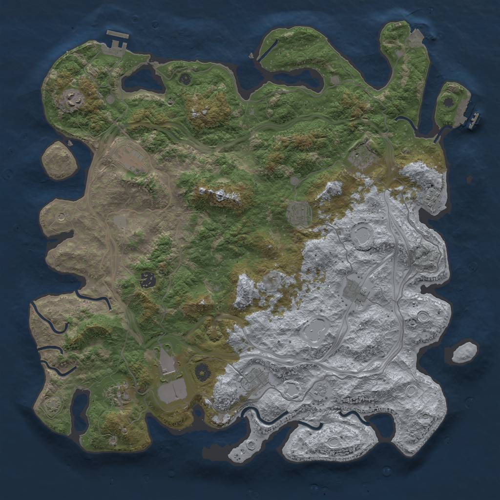 Rust Map: Procedural Map, Size: 4500, Seed: 539576287, 18 Monuments