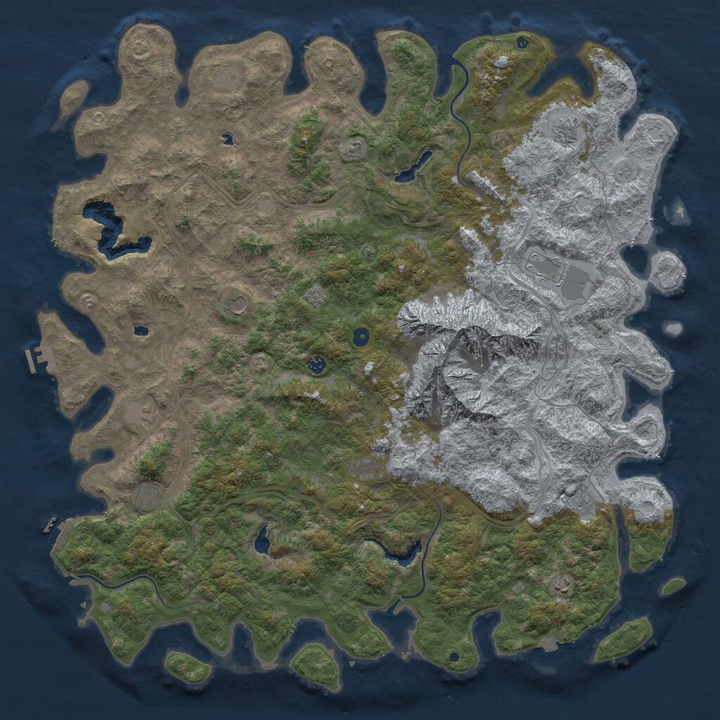 Rust Map: Procedural Map, Size: 6000, Seed: 316090232, 17 Monuments