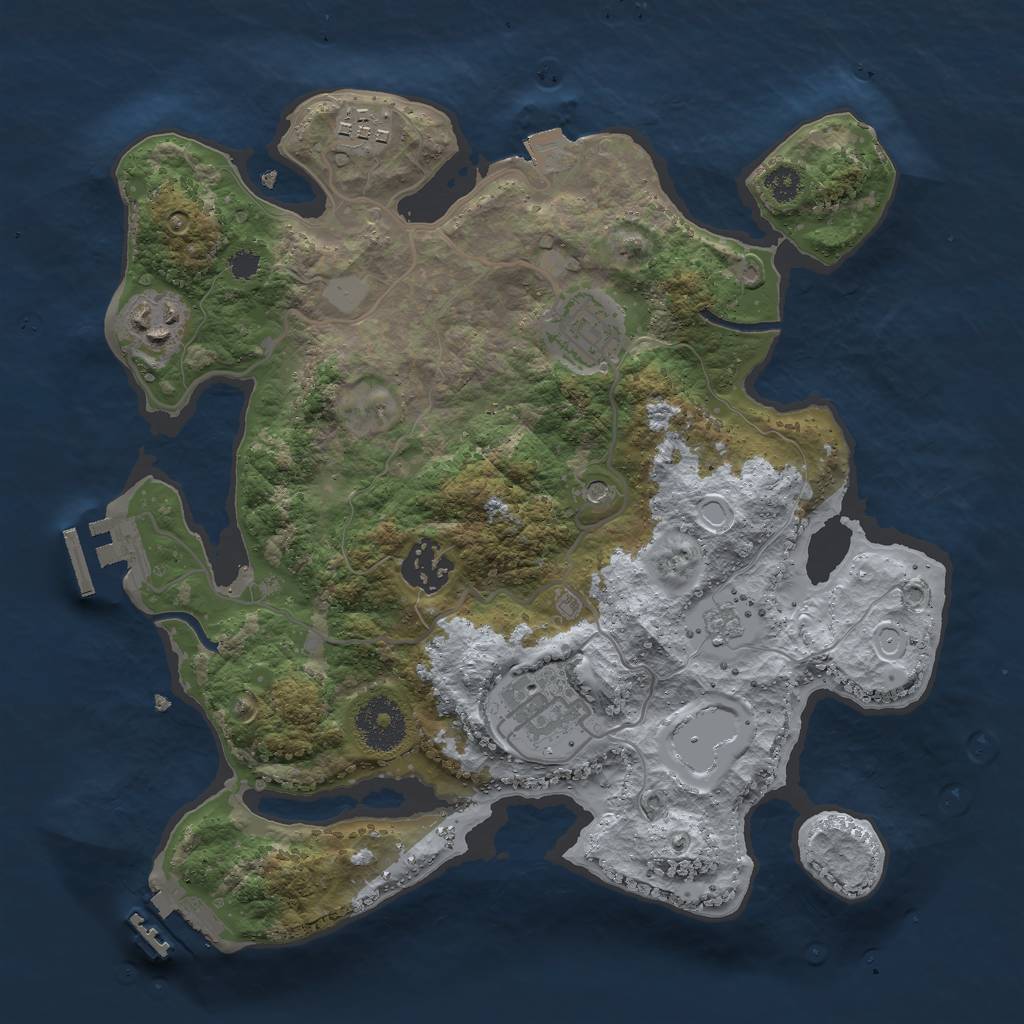 Rust Map: Procedural Map, Size: 3000, Seed: 30413, 12 Monuments